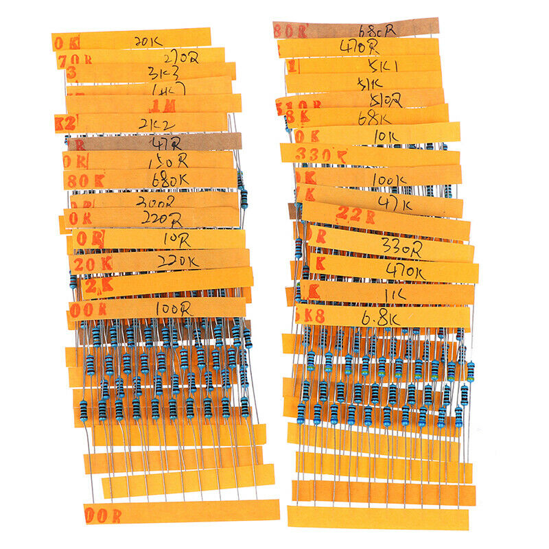 300pcs 30 Values Each Value Metal Film Resistor Pack 1/4W Resistor Assorted K Re