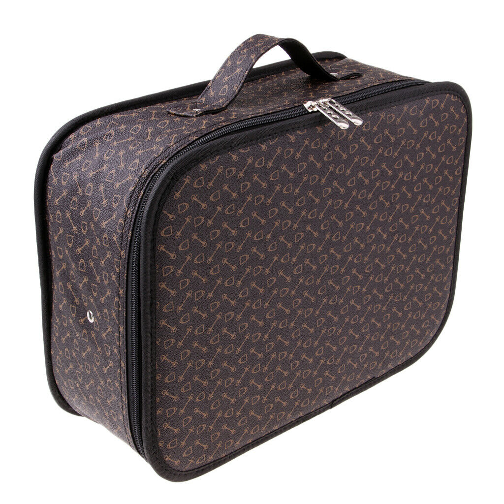 Leather Portable Larger Makeup Train Case Makeup Organizer Professional #A