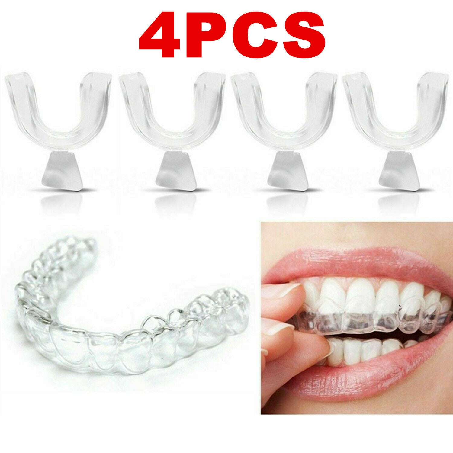 4 x Teeth Whitening Mouth Trays Guard Shields Gum Moulds Remouldable Bleaching