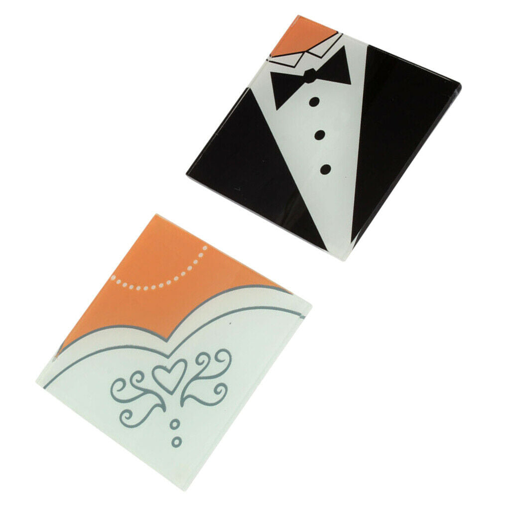 Bride Groom Wedding Glass Coasters, Set of 2