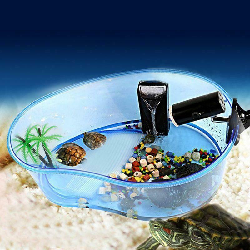 Turtle Habitat Lake Terrapin Reptile Aquarium Tank with Platform Plants New