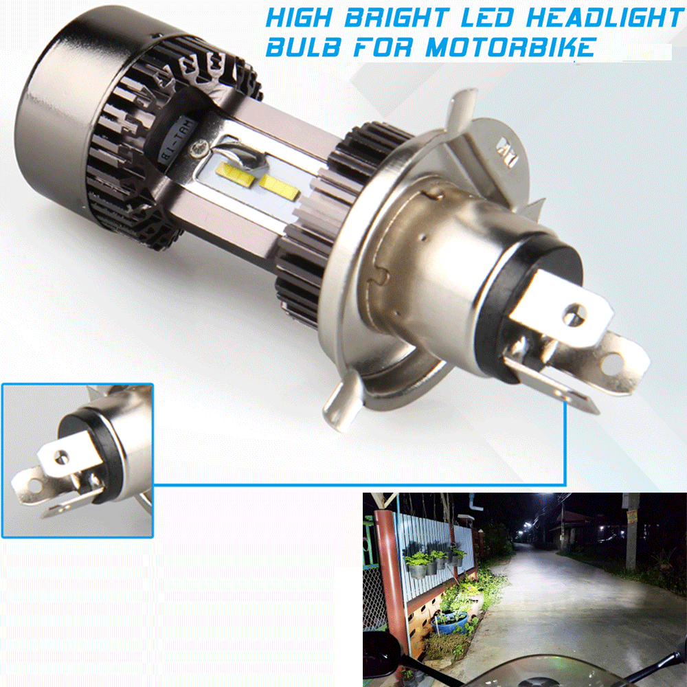 6000K White Light H4 LED Bulb 30W Hi/Lo Beam All-in-one For Motorcycle Headlamp