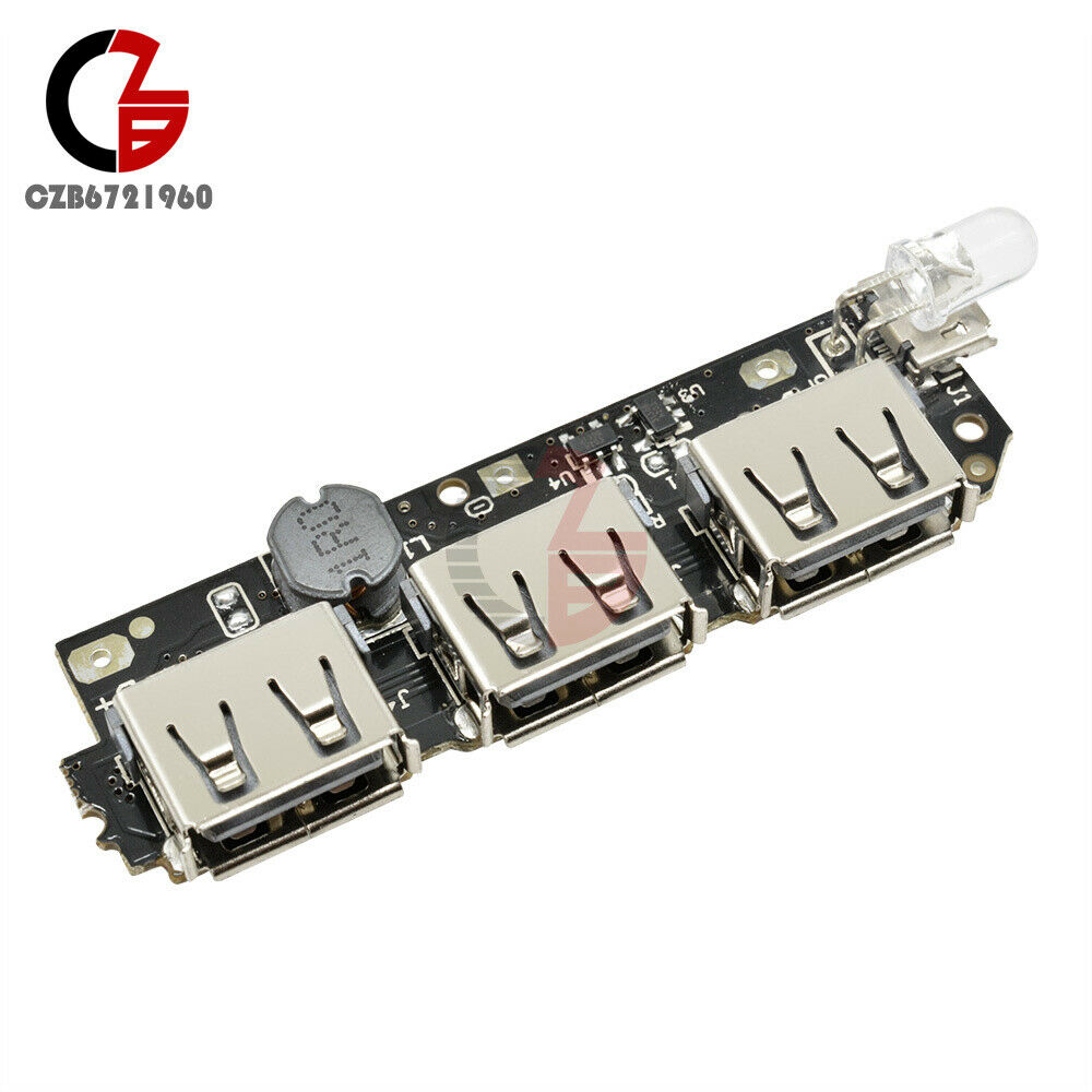 3 USB Power Bank Battery Charger Module Circuit Board Step-Up Boost 5V 2.1A