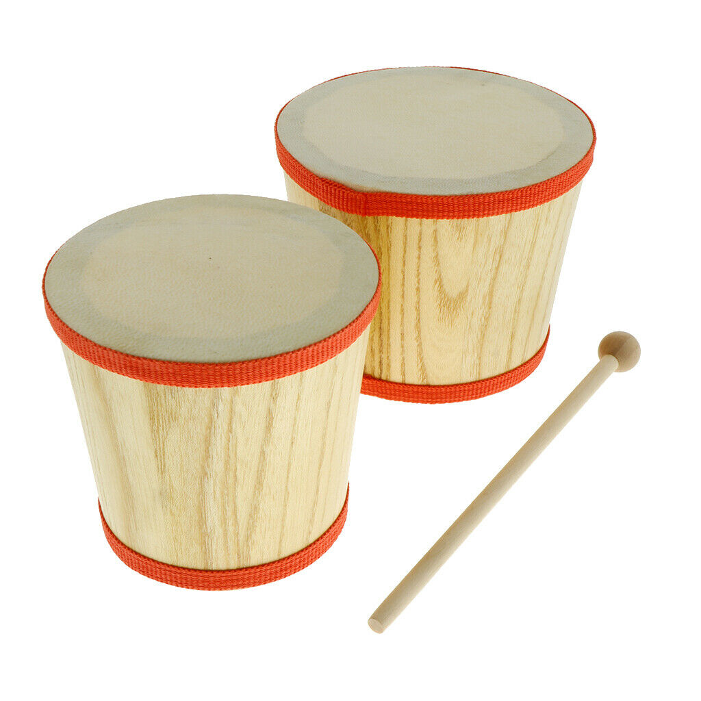 Bongo Drum Made of Polished Wood, Diameter. 4inch 5inch Mini Percussion