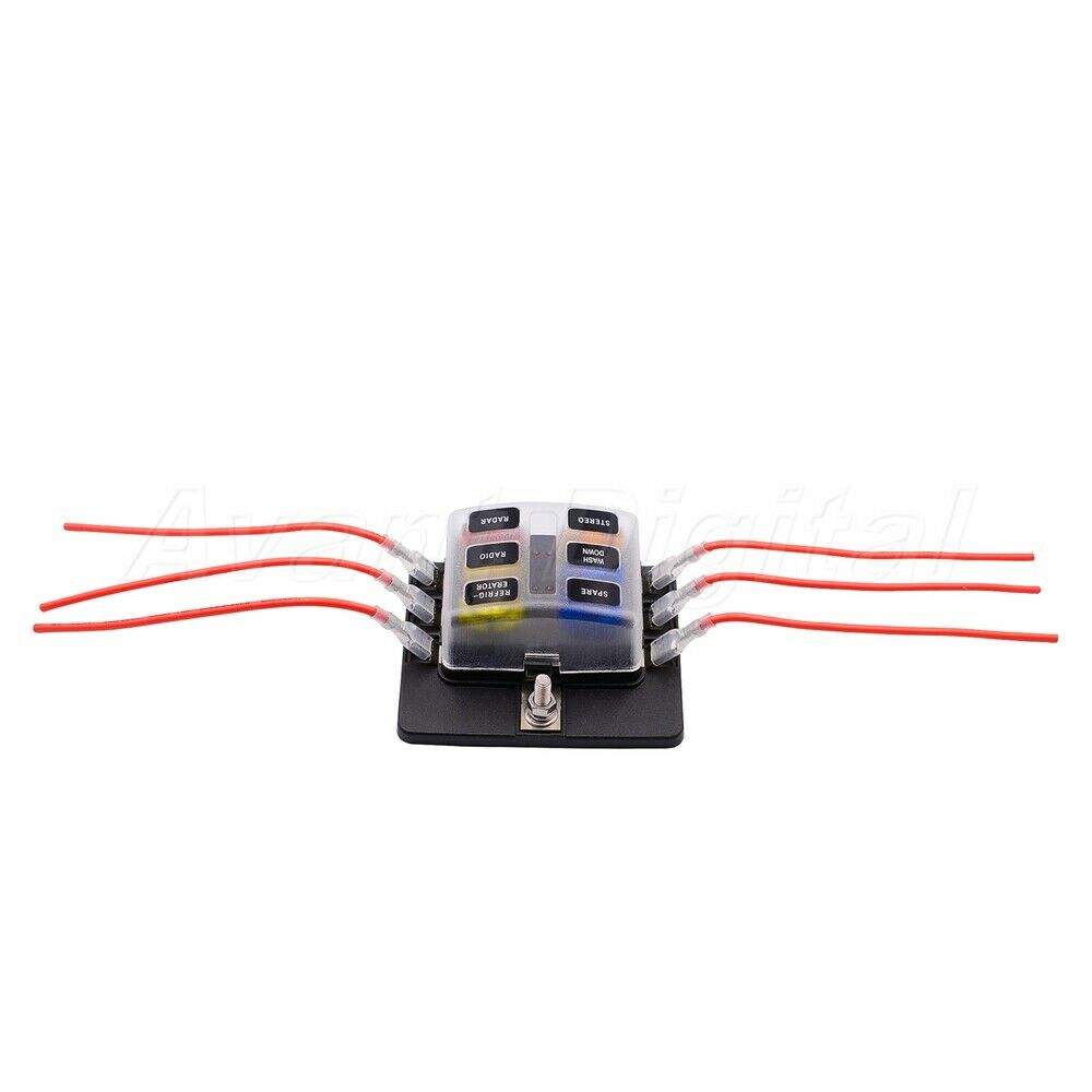 6 Way Blade Fuse Box Holder 12V/32V Fuse Box Kit with Cover &LED Indicator Light