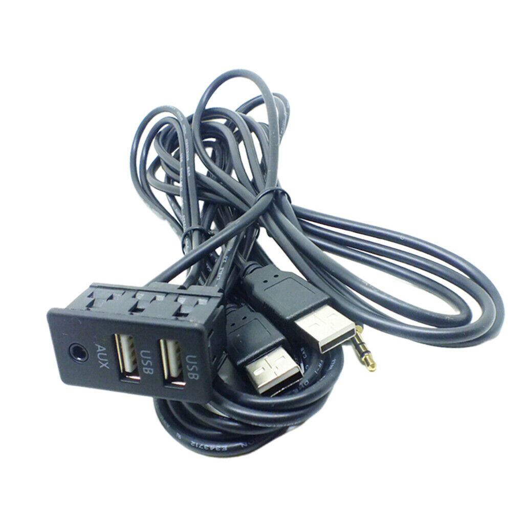 1.5Meter Car Vehicle Universal AUX 2 USB Audio Dashboard Mounted Extension Cable