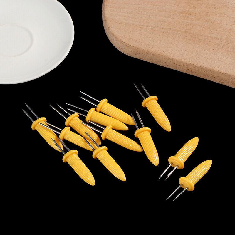 2PCS Corn on The Cob Holders Stainless Steel BBQ Prongs Skewers Forks Grilli Tt