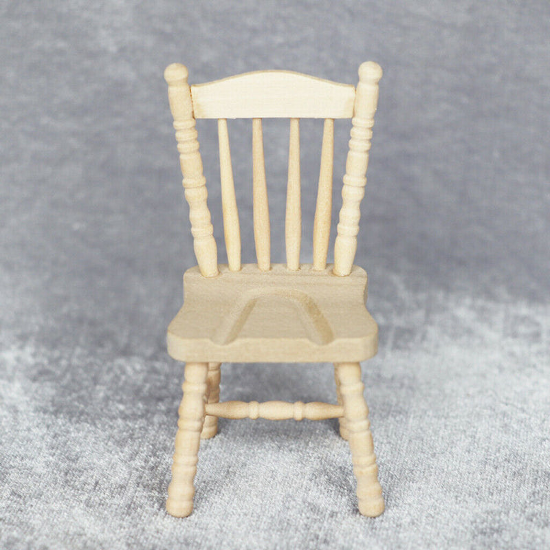 1/12 Mini Simulation Wooden Unfinished Chair Furniture Supplies Scenery