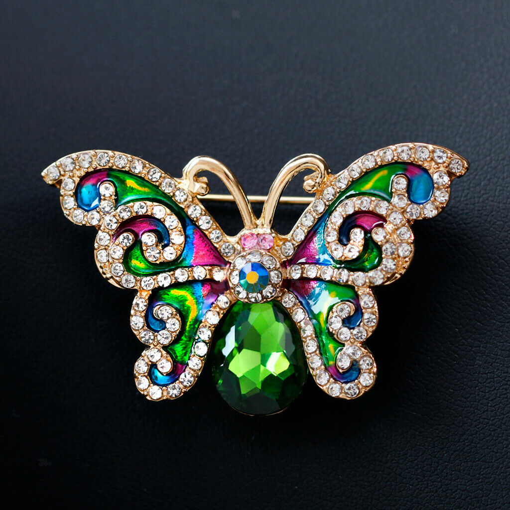 Fancy Rhinestone Butterfly Collar Pin Brooch Jewelry Dress Hat Badge