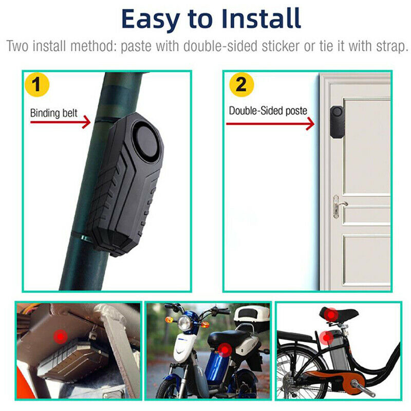 113dB Wireless Bicycle Anti-theft Alarm Waterproof Remote Control Alarm Se Lt