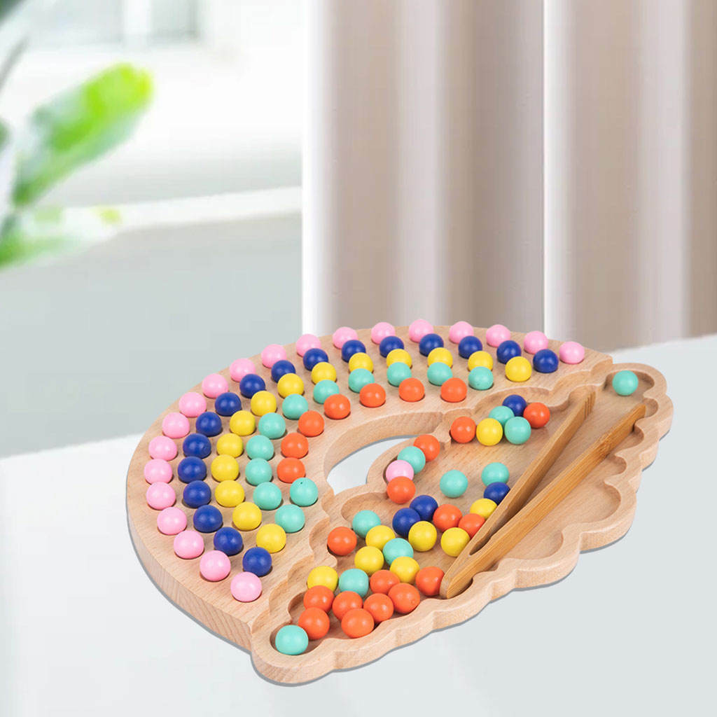 Kids Wooden Toys Educational Clip Beads Puzzle Color Sorting Party Games