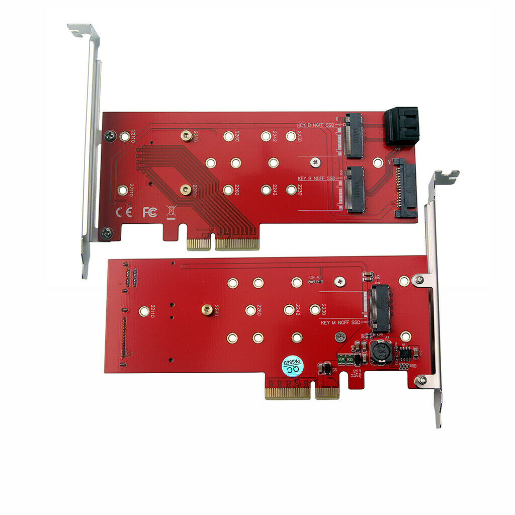 High Speed PCI Express PCI-E 4X to 3 port NGFF SSD + 2 port sata3 Expansion Card