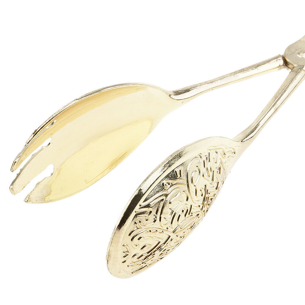 Metal Cake Pizza Bread Tong Clip Kitchen Serving Clamp Golden 8.6 inch