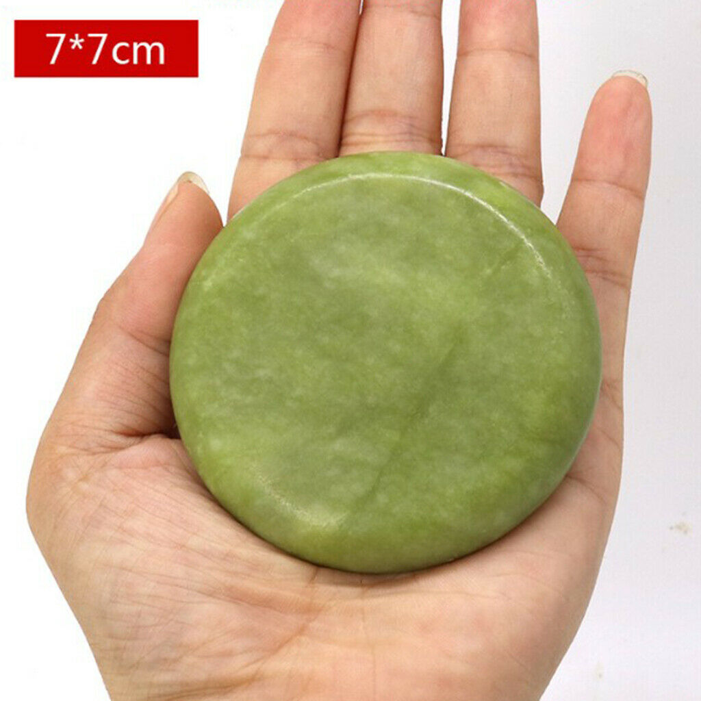 Round Olive Natural Jade Green Massage Stone Professional Facial Neck Back Spa