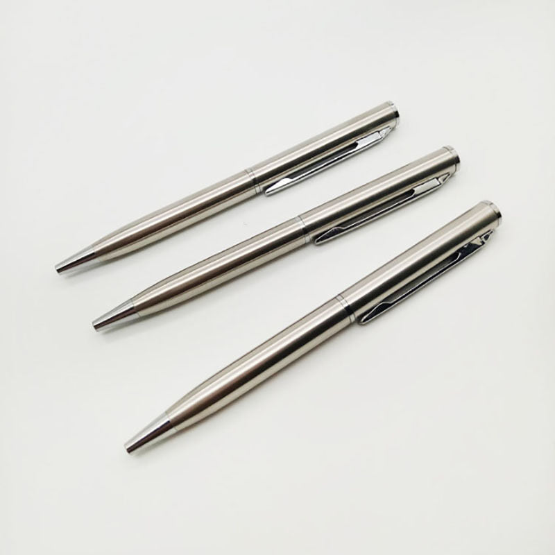 1pc Ballpoint Pen Metal Rotating Stainless Steel Office School Stationery