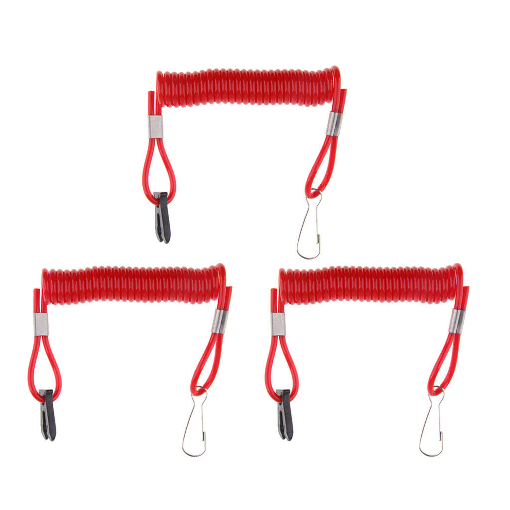 3pcs Marine Boat Outboard Stop Kill Switch Tether Cord for Suzuki 10cm Red