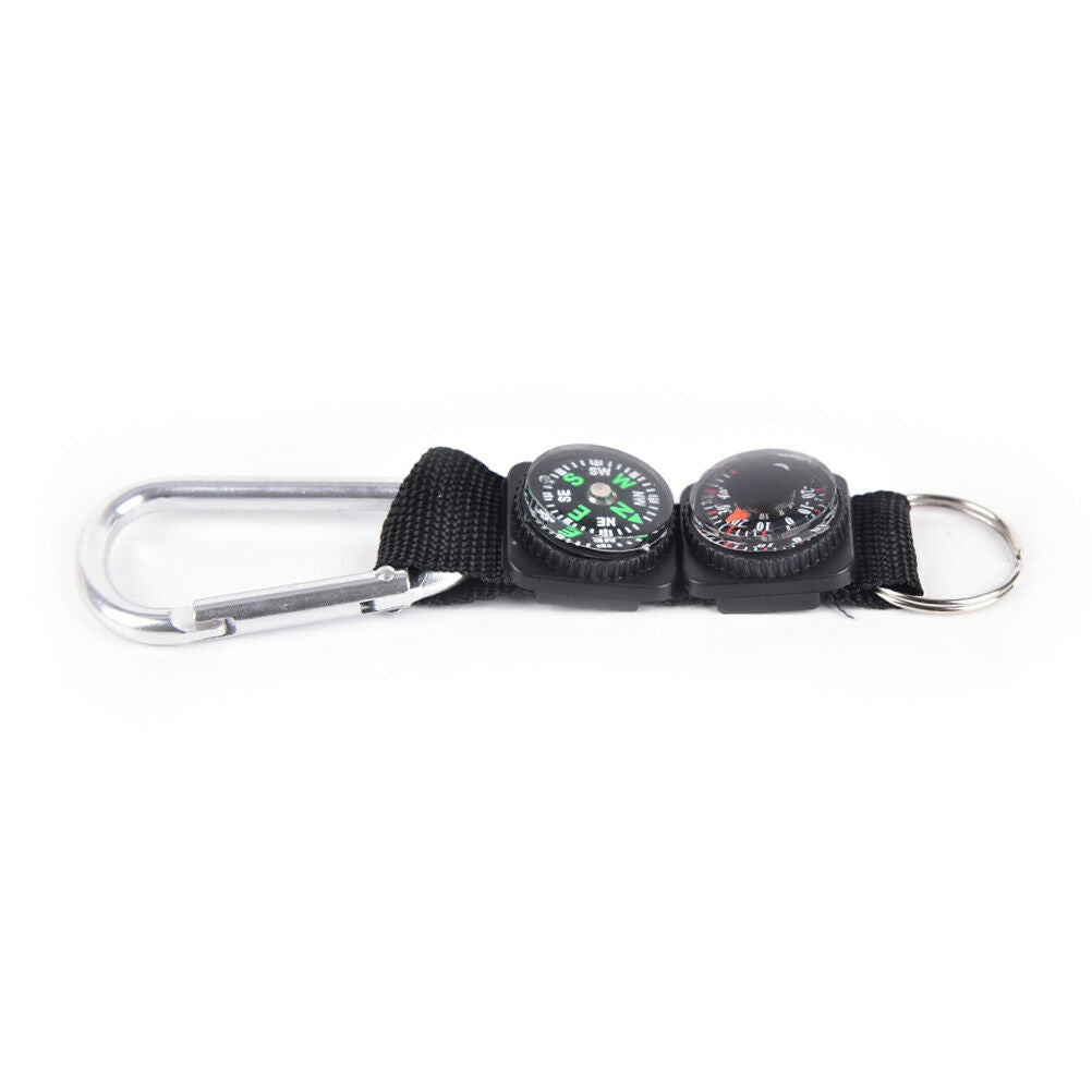 3 in 1 Multifunction Camping Hiking Carabiner w/ Keychain Compass Thermometer.DD