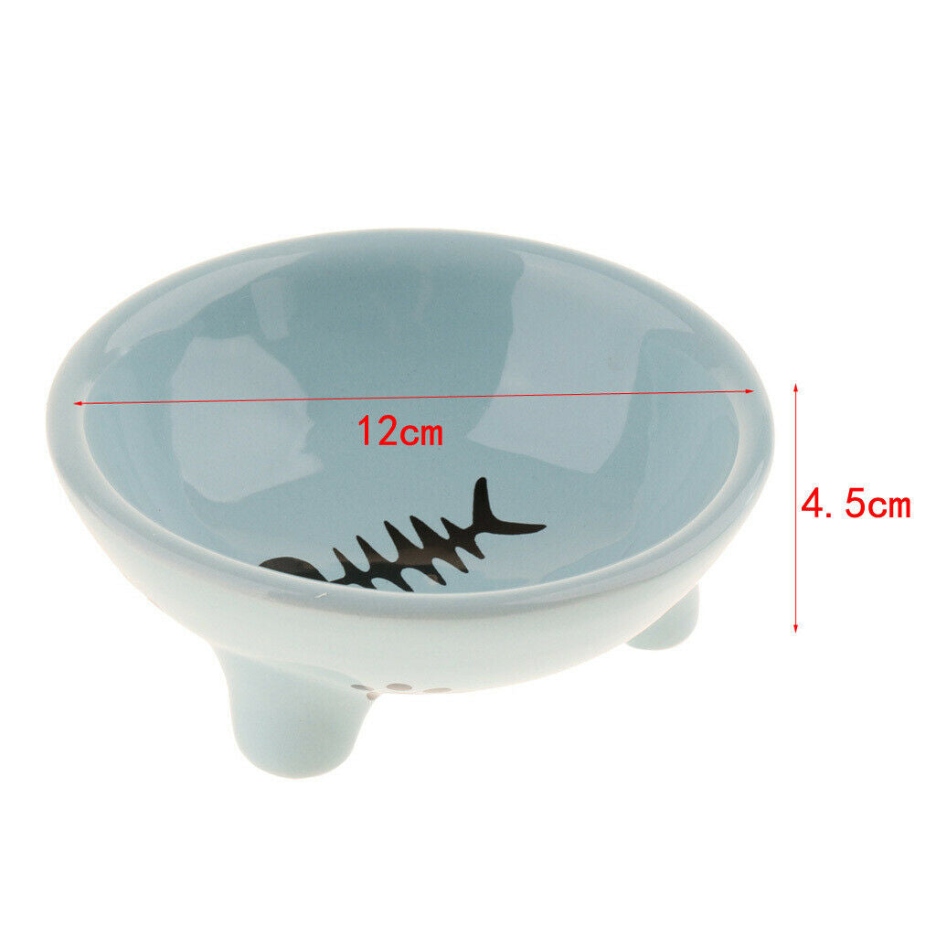 2Pcs Pet Dog Ceramic Food Bowl Feeder Container 3-Legged Feeding Bowls