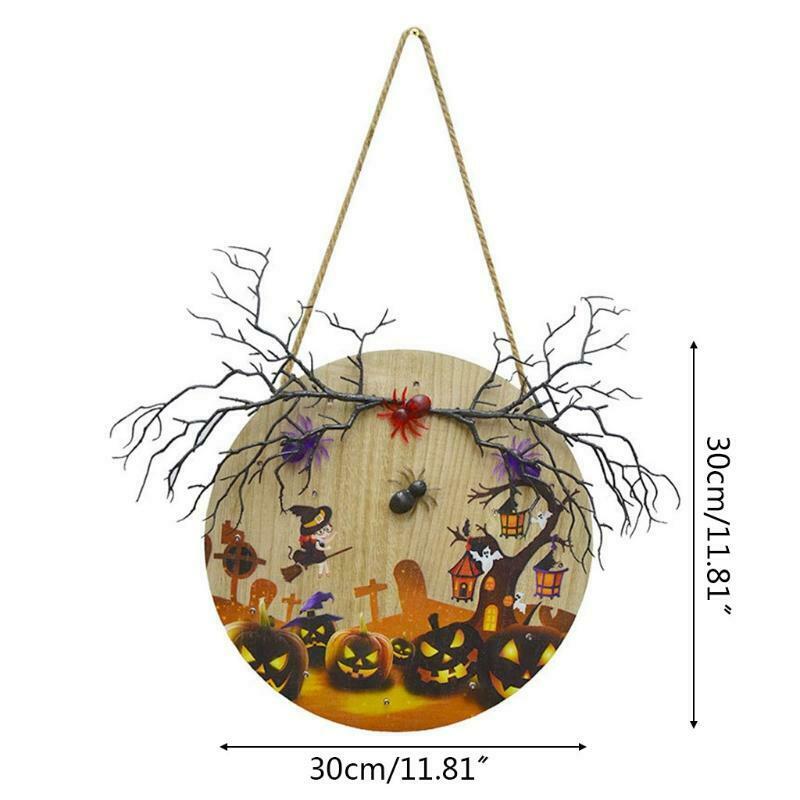 Halloween Sign Front Door Decor Farmhouse Porch Wall Signs with LED Light Decor