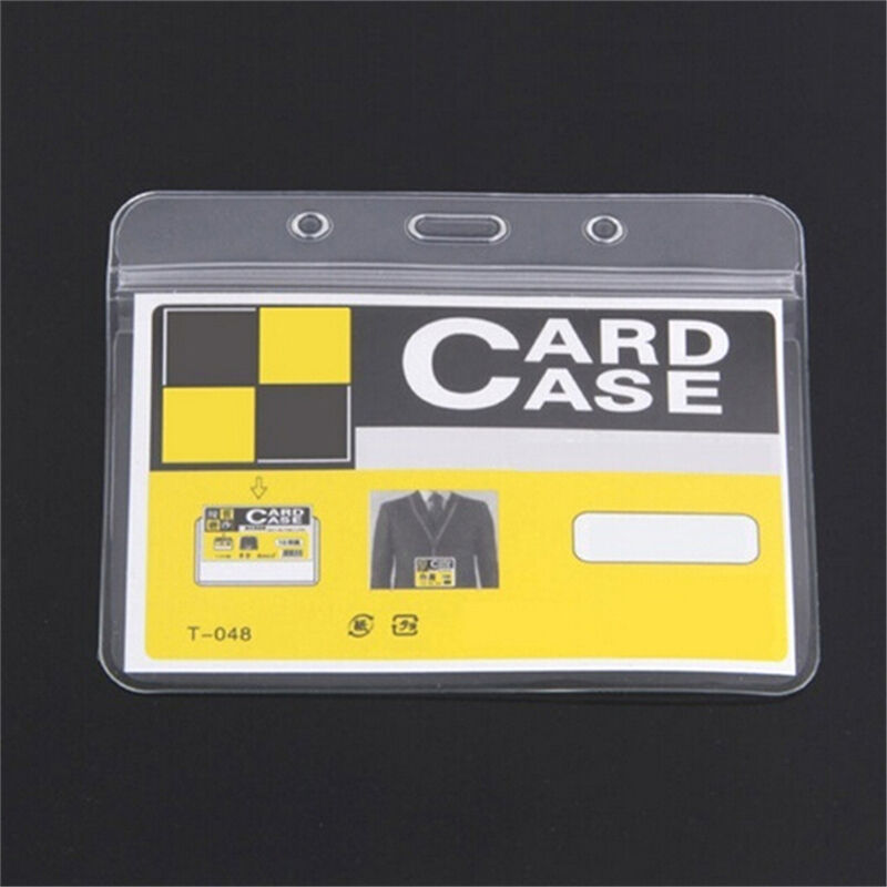 10 pcs/set ID Badge Card 95x80mm Plastic Pocket Holder Clear Pouches Lt