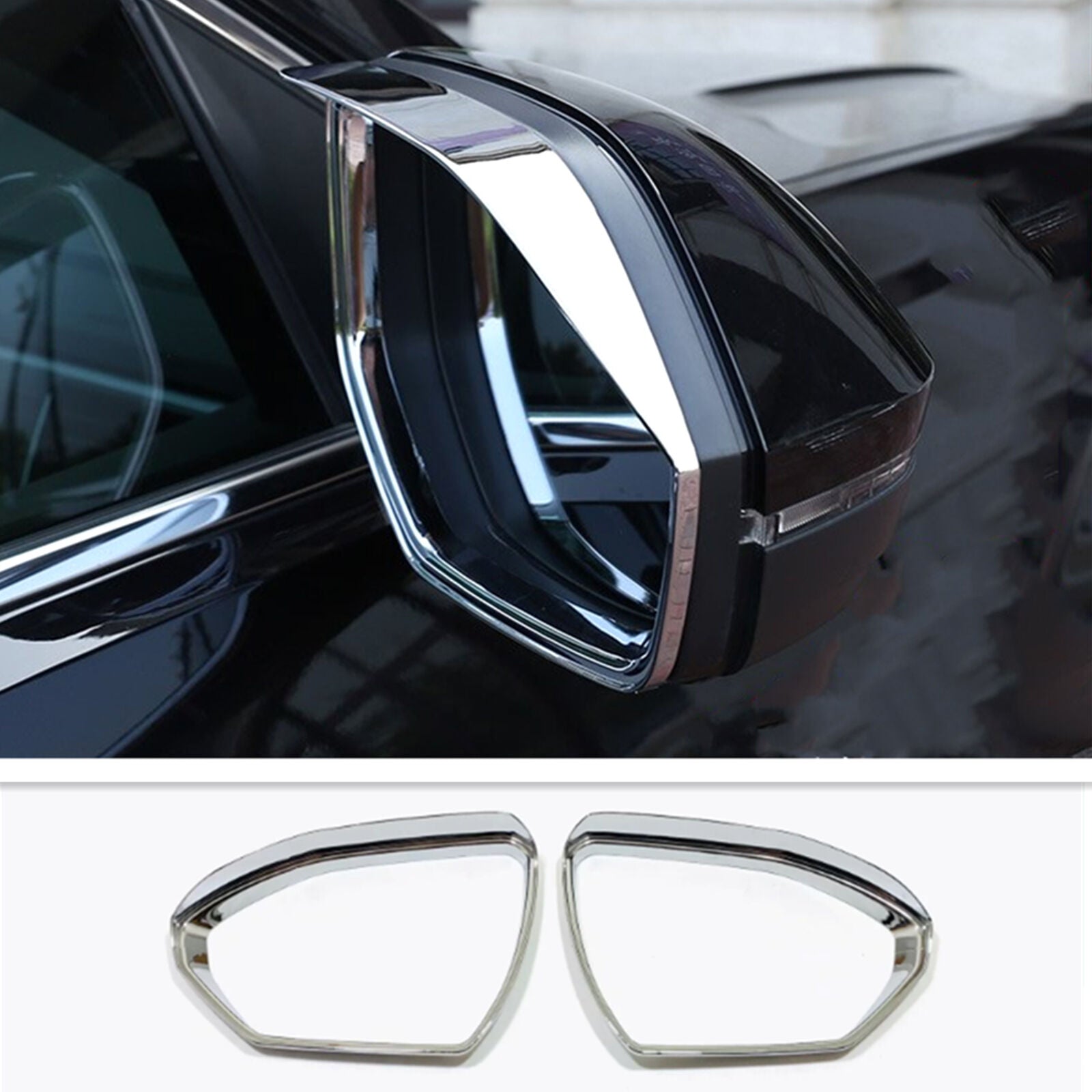 Chrome Side Rearview Mirror Rain Eyebrow Cover Trim For Hyundai Tucson 2022