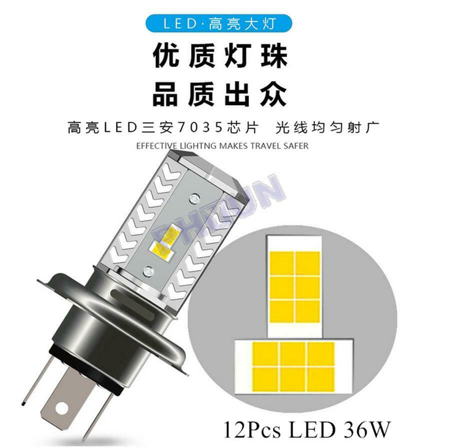 36W LED Motorcycle Headlight Bulb HID Hi/Low Beam H4 9003 HB2 3600LM Universal