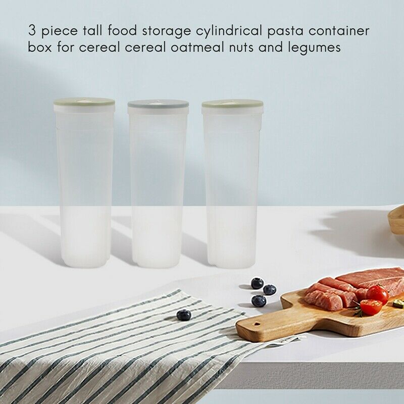 3 pcs Tall Food Storage Cylinder Shaped Spaghetti Noodle Container Box for GraZ6