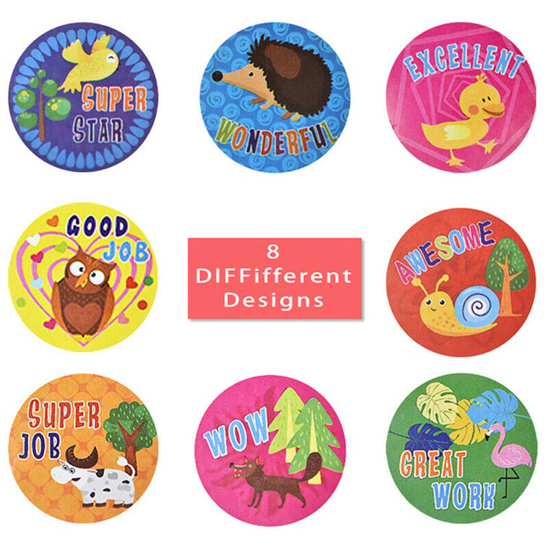 500pcs/roll cute cartoon animals stickers teacher encouragement reward st.l8
