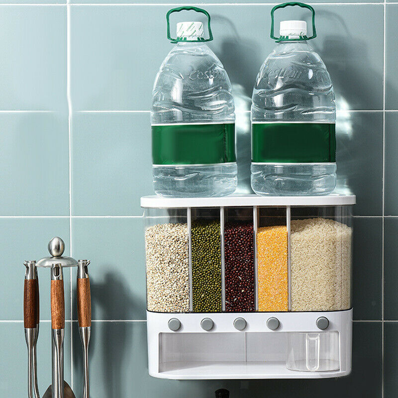 12L Automatic Rice Dispenser,Plastic Food Stroge Container w/ Lid,Moisture Proof
