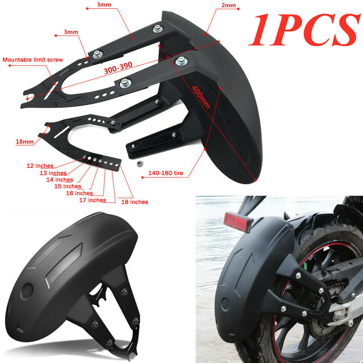 40cmx30cmx18CM Motorcycle Rear Wheel Cover Fender Splash Guard Mudguard Bracket