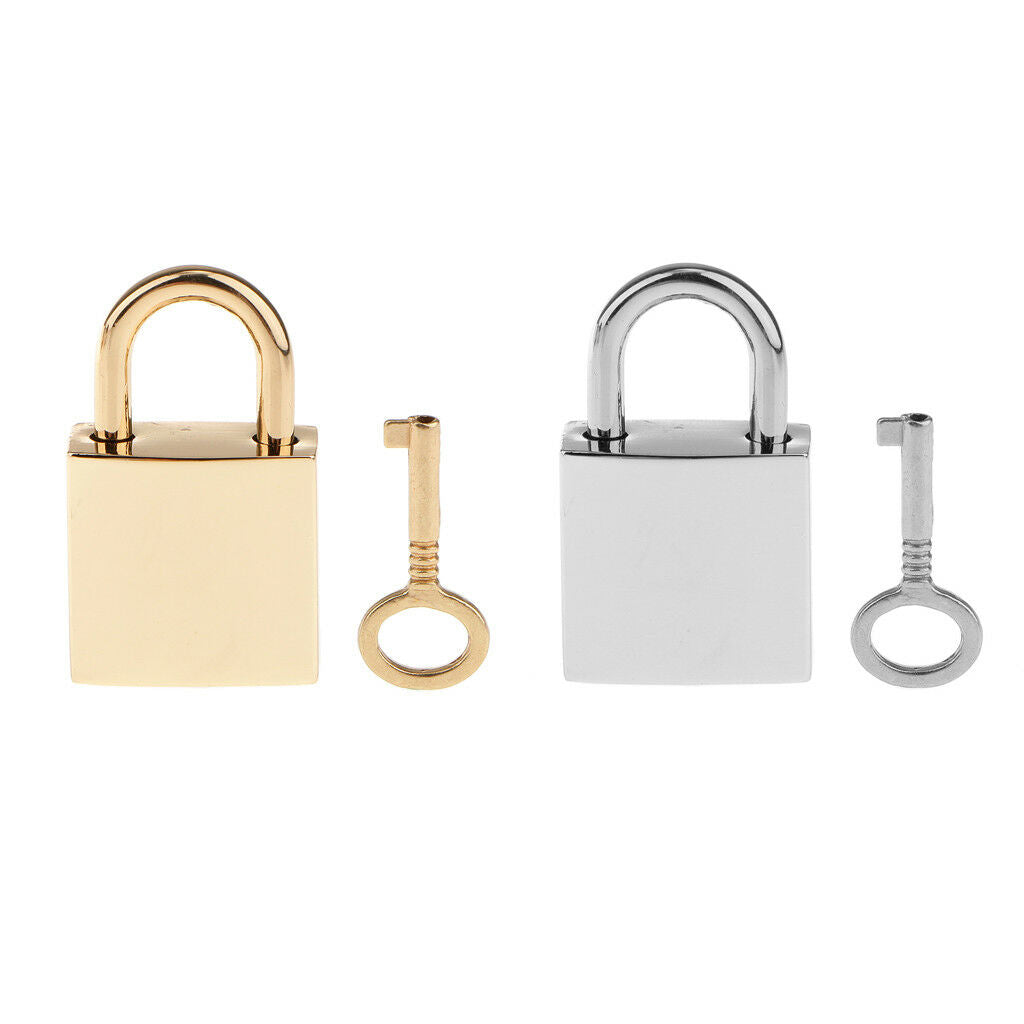 Lot of 3 Mini Square Padlock Tiny Luggage Bag Jewlery Box Lock Keys Golden