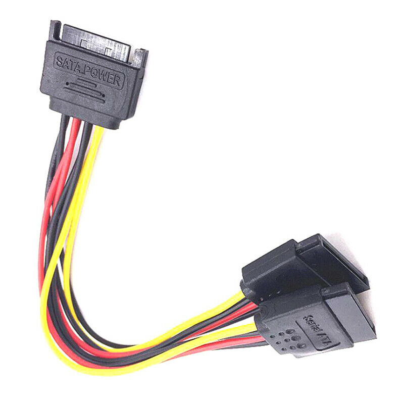 15Pin SATA Male To 2 Female 15Pin Power HDD Splitter Power Cab.l8