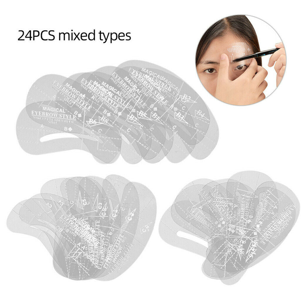24pcs Eyebrow Shaper Stencils Brow Drawing Templates Guide DIY Beauty Tools
