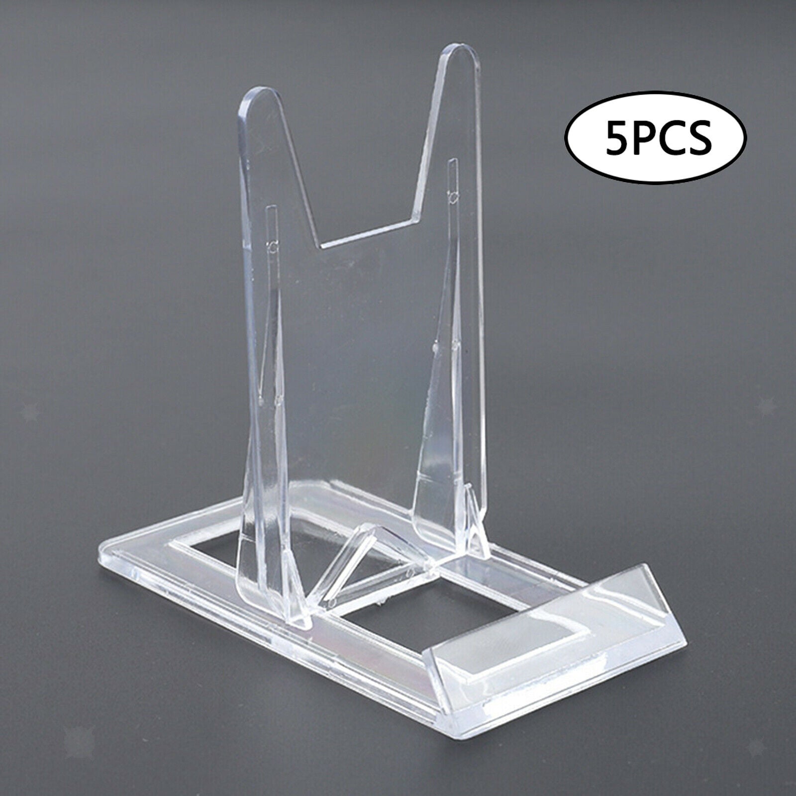 5pcs Display Holder Stand Clear Plastic Shelf Stable Plate Collectible