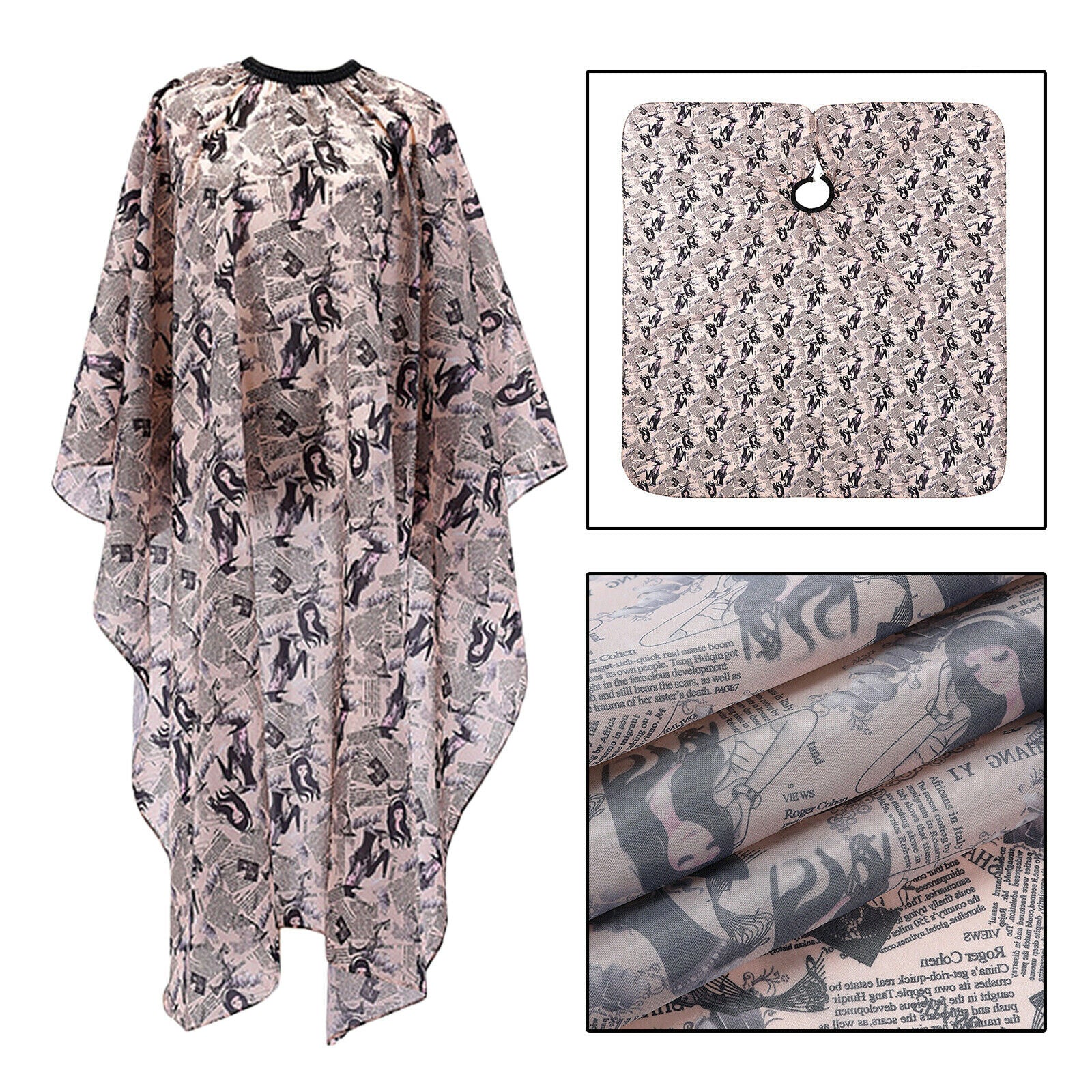Professional Retro Haircuting Cape Waterproof with Closure Snap 63 x 55 inch