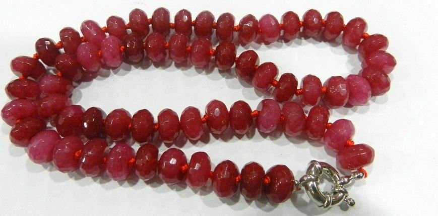 6x10MM Natural Faceted Red jade Abacus Beads Necklace 18"AAA
