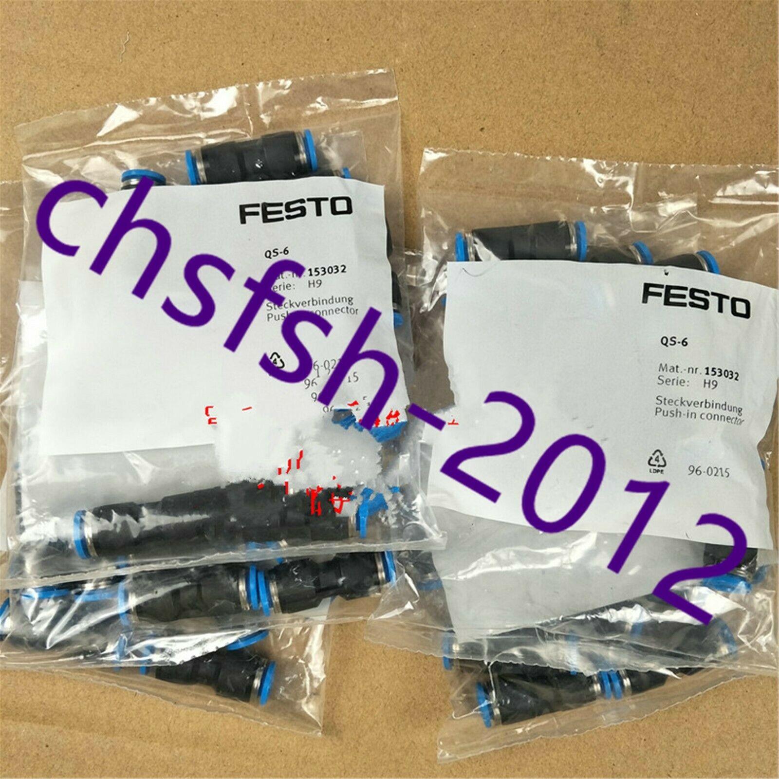 10 pcs New  FESTO QS-6 153032 Plastic Push-in Connector