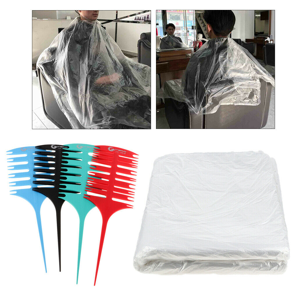 50Pcs Hair Cutting Capes Salon Hair Dyeing Gowns Shawl with Styling Comb