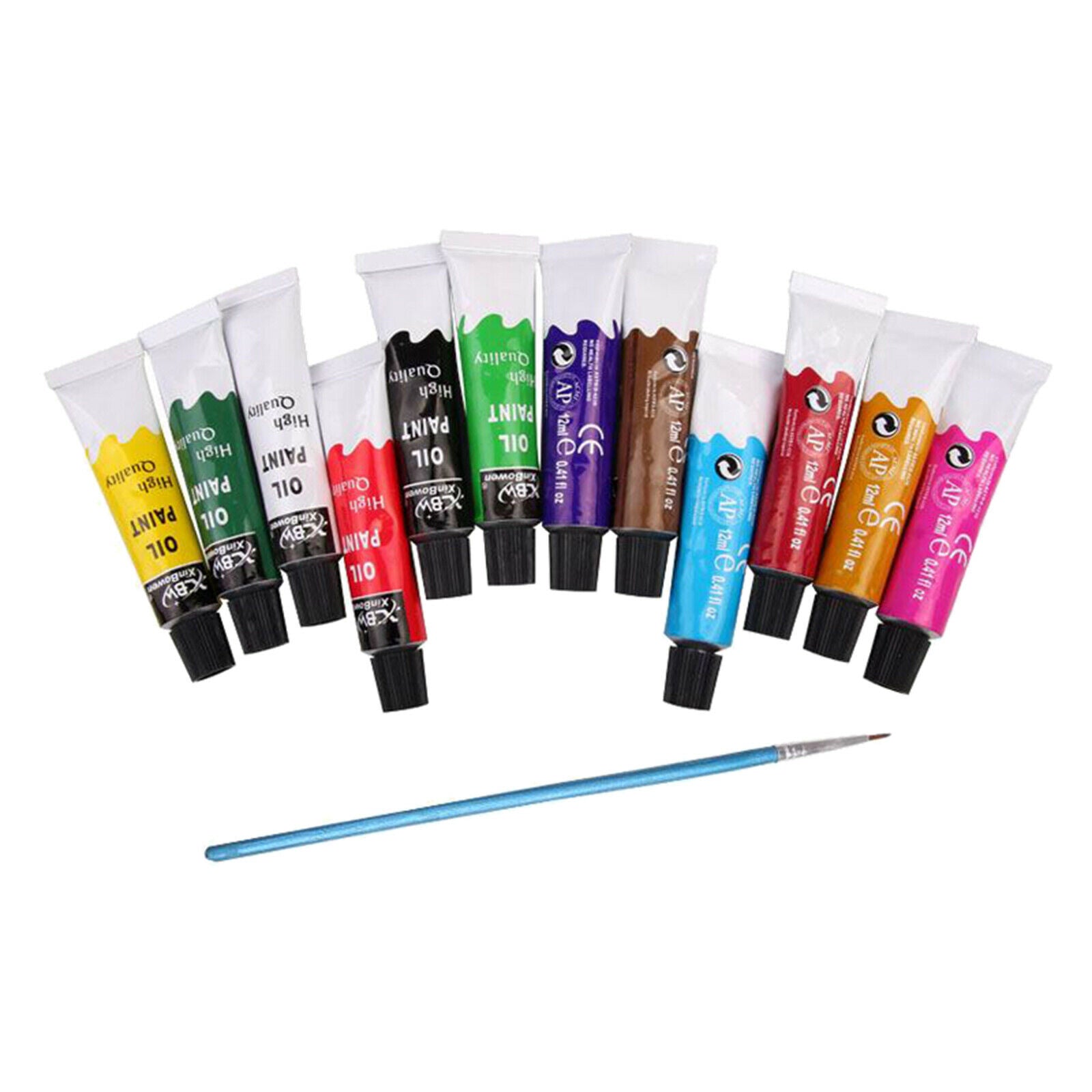 Premium 12ml Oil Paints Tubes Set Paint Pigment Canvas Landscape Brush Tools