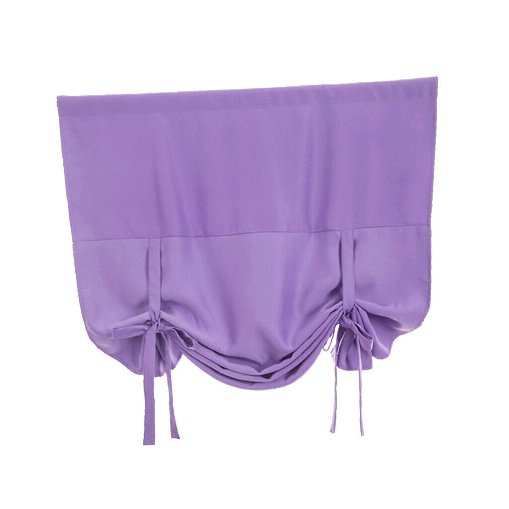 Thermal Insulated Grey Blackout Curtain Tie Up Shade for Small Window Purple