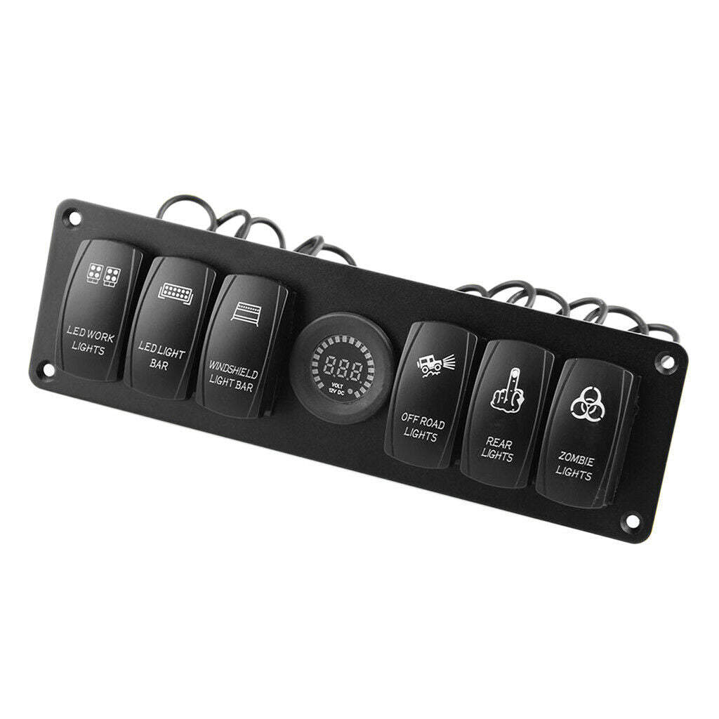 12V/24V 6 Gang Rocker Switch Panel Waterproof Control Switch