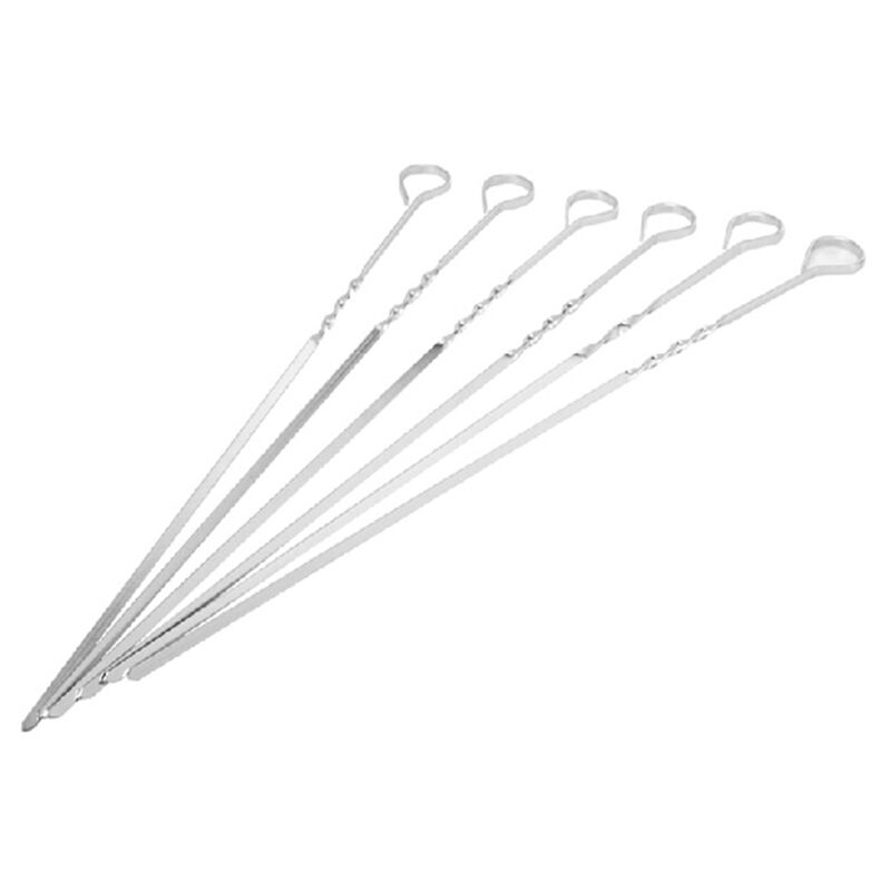 10X BBQ Barbecue Stainless Steel Grilling Kabob Kebab Flat Skewers Needle 38BDA