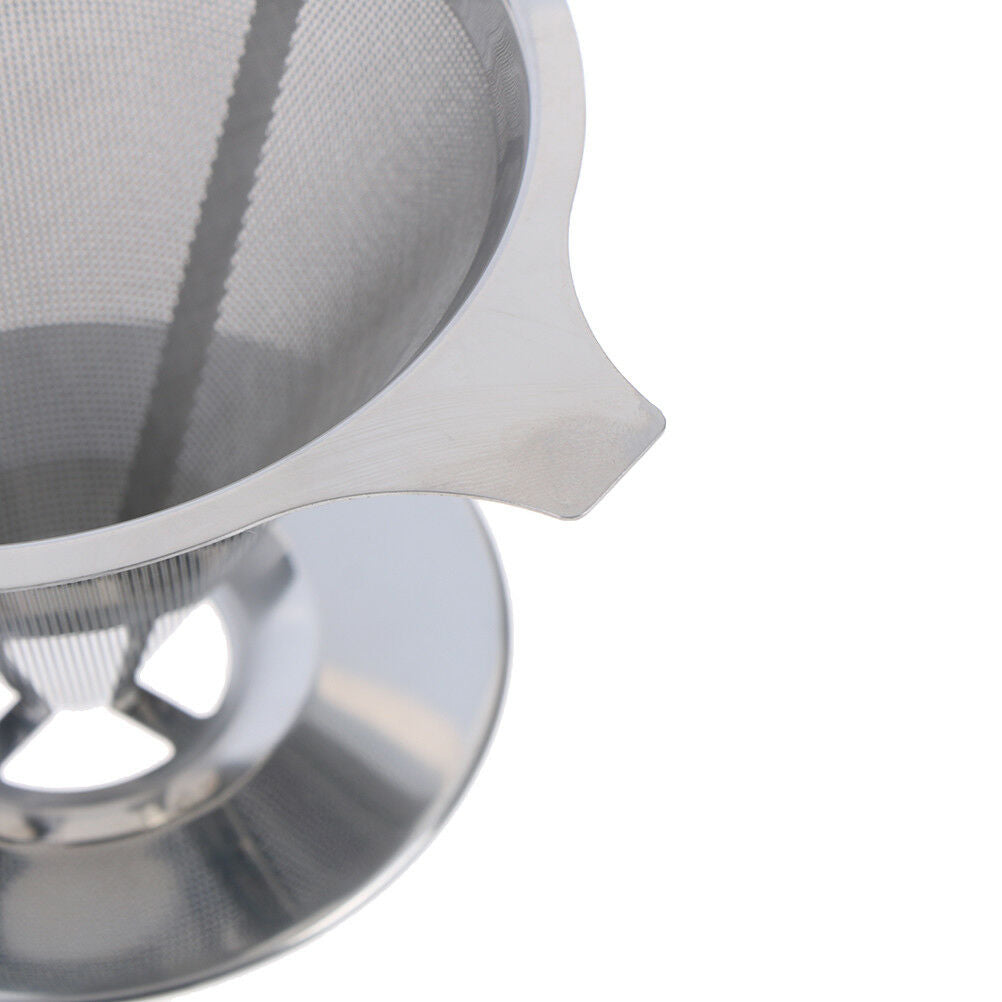 Reusable coffee filter holder stainless steel brew drip coffee funnel metal DD