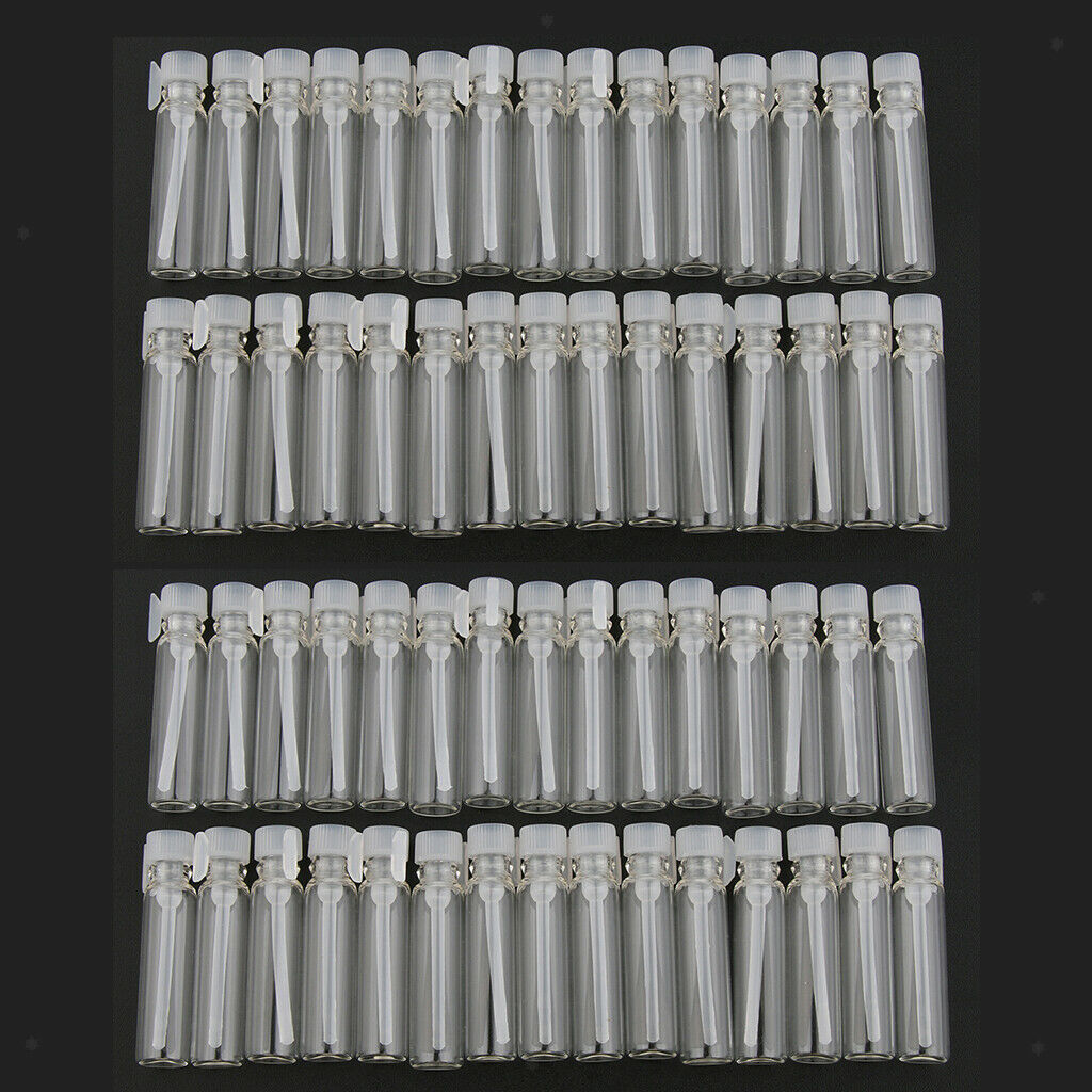 60x 1ml Mini Clear Glass Bottle Jar Containers Sample Vials Perfume Liquids