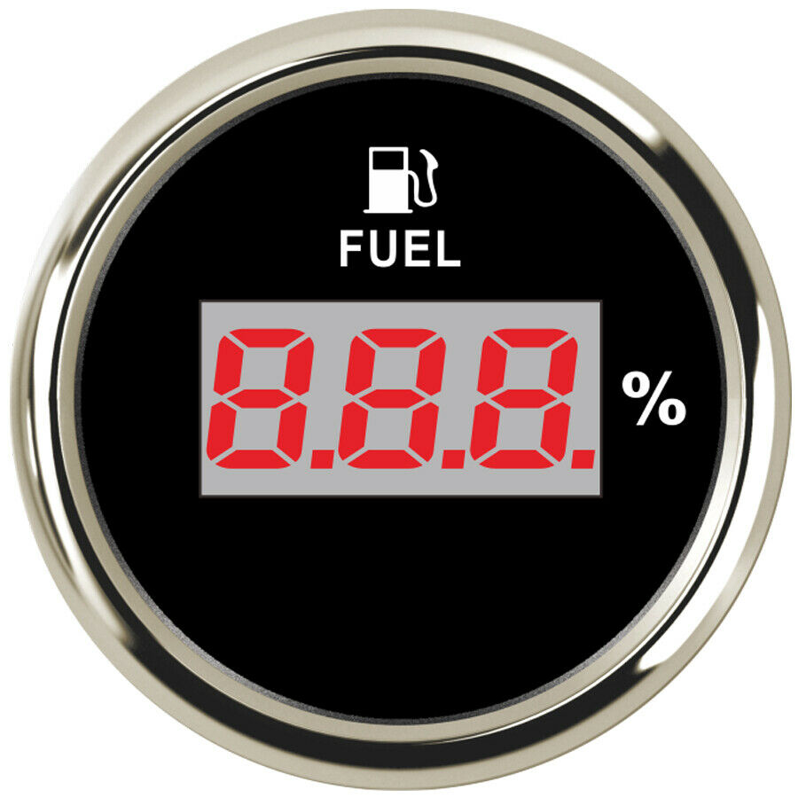 52MM Black Digital Fuel Level Gauge 73-10ohms 9-32VDC For Car Truck Boat Red LED