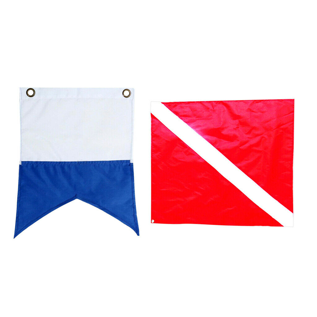 2x Diver Down Boat Pennant Flag Scuba Diving Banner International Sign
