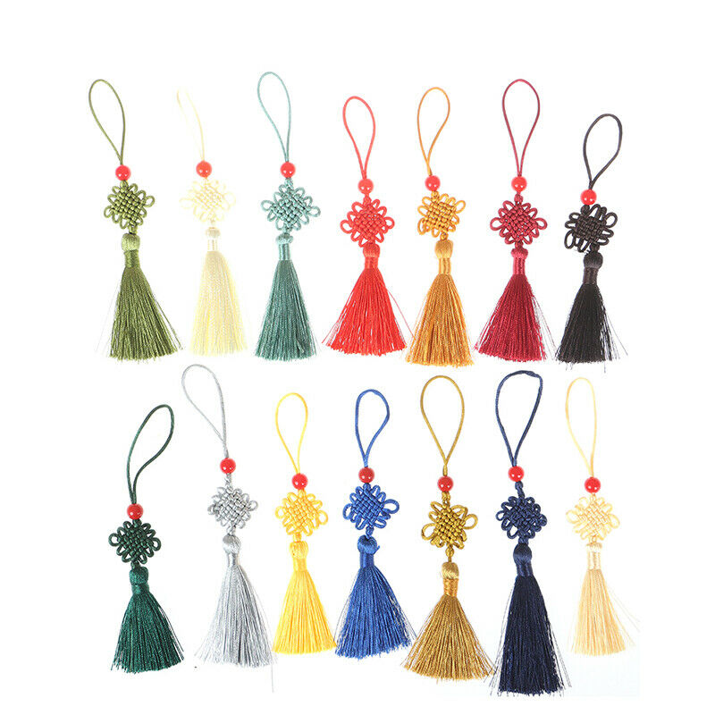 5Pc Red Bead Mini Chinese Knot Tassel DIY Jewelry Accessories Home Decor .l8