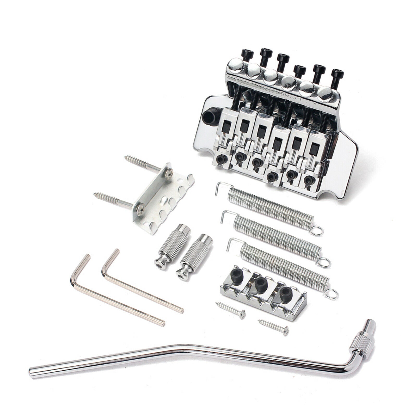 Double Locking Tremolo Bridge System Set For Electric Guitar Parts, Chrome, Easy