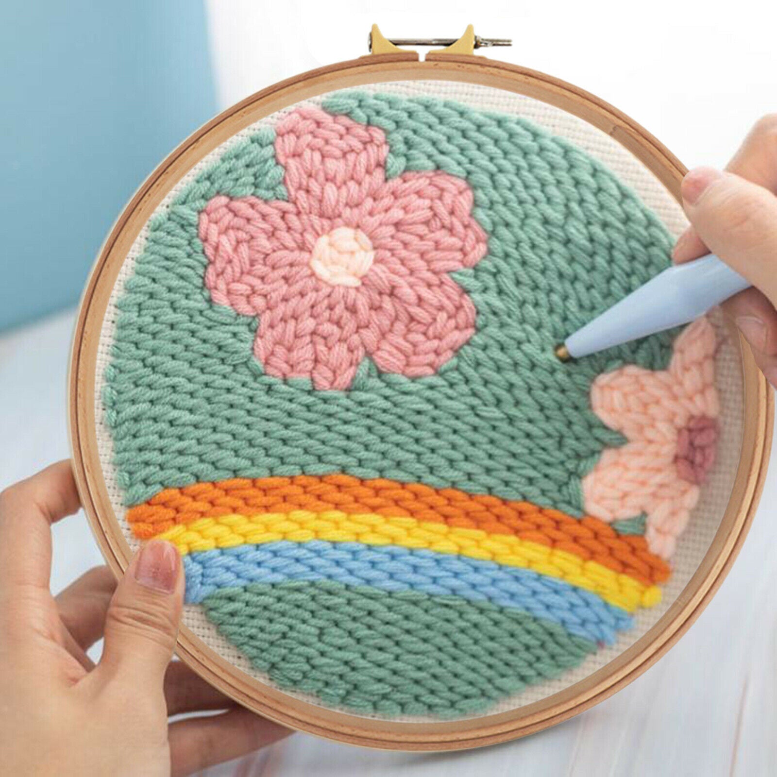 Adjustable Beech Wooden Embroidery Hoop Circle 14.5inch Cross-Stitch Sewing