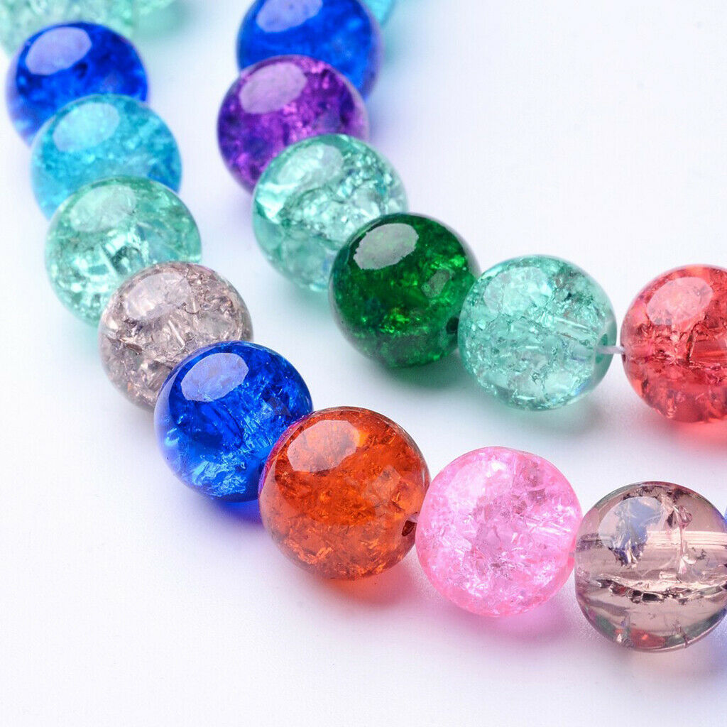 42x Multicolor Glass Crackle Beads Round glass beads for DIY